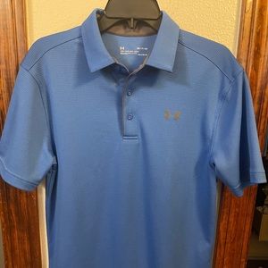 Men’s under armour polo style shirt. Blue. Small.